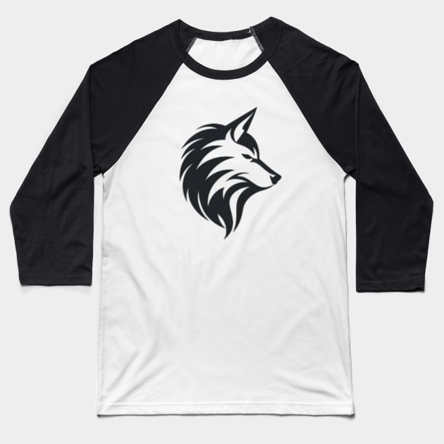 Frost Moon Wolf Shadow Baseball T-Shirt by 2088DesignLab